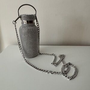 Silver Rhinestone Water Bottle Bag